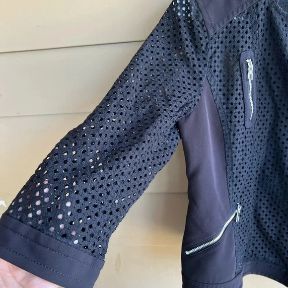 Chicos Diamond Mesh Moto Jacket - Size 1 (Medium) - Picture 6 of 7